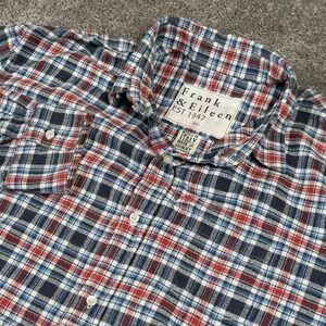Frank And Eileen Luke Men's XL Red White Blue Plaid Cotton Button Up Shirt